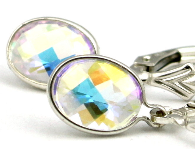 Primary image for SE001, 8x6mm Mercury Mist Topaz, 925 Sterling Silver Leverback Earrings