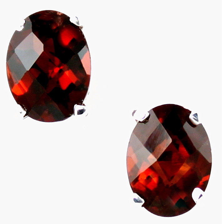 Primary image for SE002,  8x6mm Mozambique Garnets, 925 Sterling Silver Post Earrings