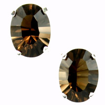 SE002, 8x6mm Smoky Quartz, 925 Sterling Silver Post Earrings - $32.08