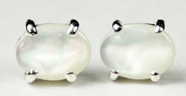SE002C, 8x6mm Mother of Pearl, 925 Sterling Silver Post Earrings - $31.56