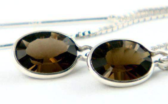Primary image for SE005, 8x6mm Smoky Quartz, 925 Sterling Silver Threader Earrings