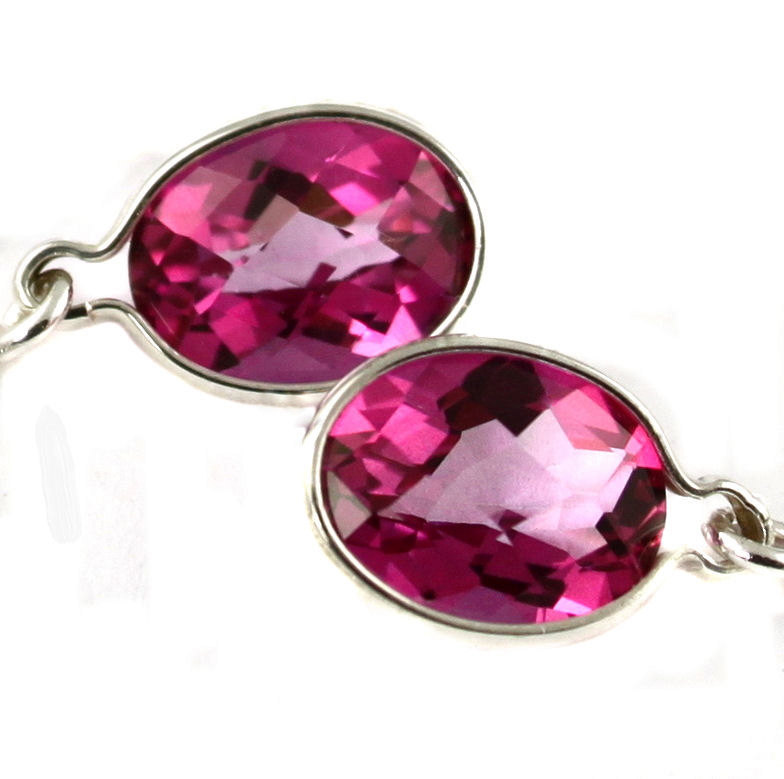 Primary image for SE005, 8x6mm Pure Pink Topaz, 925 Sterling Silver Threader Earrings