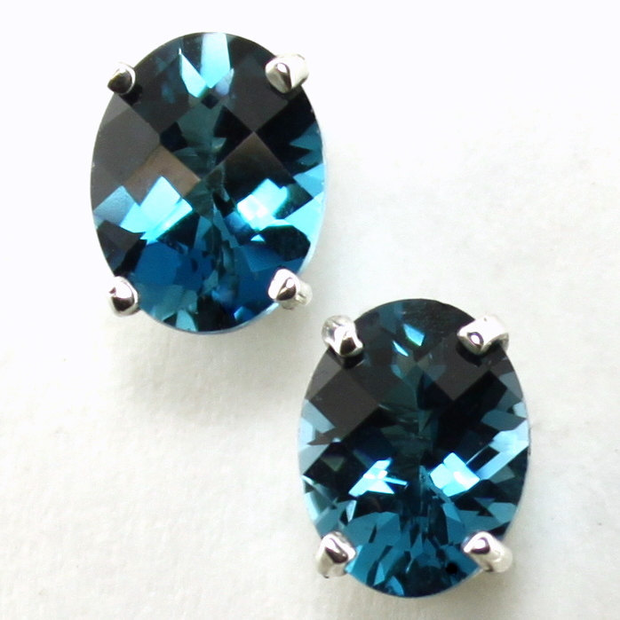 Primary image for SE002, 8x6mm London Blue Topaz, 925 Sterling Silver Post Earrings