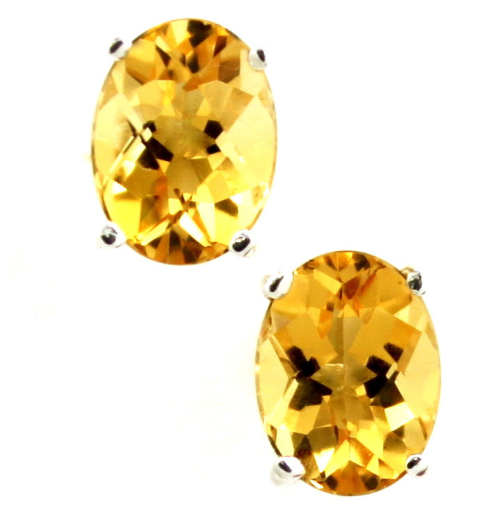 Primary image for SE002, 8x6mm Natural Geniune Citrine, 925 Sterling Silver Post Earrings