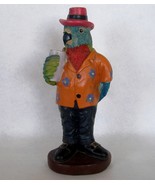 Parrot Statue Figurine Hawaiian Shirt Hat Drink Whimsical Bird Animal Co... - $26.00