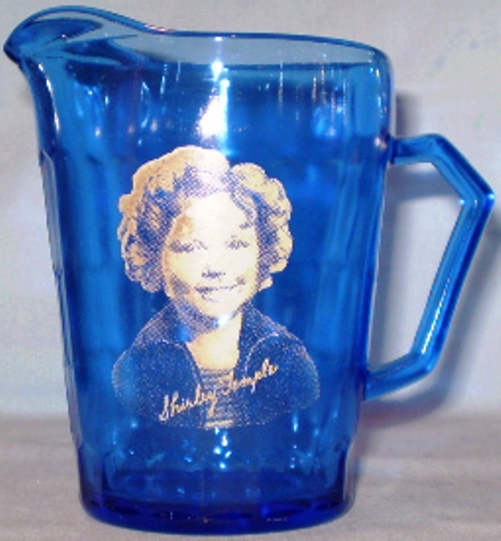 Vintage SHIRLEY TEMPLE blue pitcher creamer by Hazel Atlas.