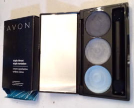 Avon Triple Threat Cream Eye Shadow Ocean tones 3 blue shades NIB Retired - $9.83