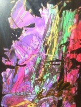 IAN W KING MIXED MEDIA PUGENTA FALLS ABSTRACT ART PRINT - $143.24