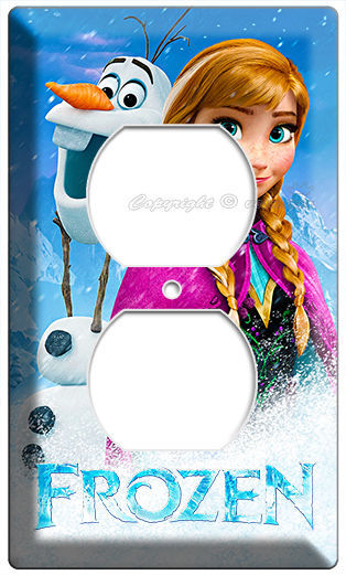disney frozen anna, snowman power olaf outlet plate childrens girls room bedroom