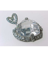 HEART Cubic Zirconia Vintage PENDANT in STERLING - 1 1/4 inches - Great ... - $60.00