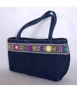 Blue Jeans Denim Purse Sky High Accessories Mirrors Fabric Handbag Tote - $21.00