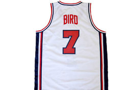Larry Bird Custom Team USA Men Basketball Jersey White Any Size image 2