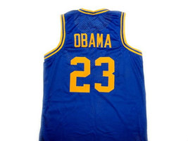 Barack Obama #23 Punahou High School Basketball Jersey Blue Any Size image 2