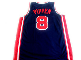 Scottie Pippen #8 Team USA Basketball Jersey Navy Blue Any Size image 2
