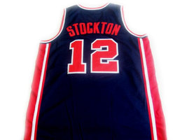 John Stockton #12 Team USA Basketball Jersey Navy Blue Any Size image 2