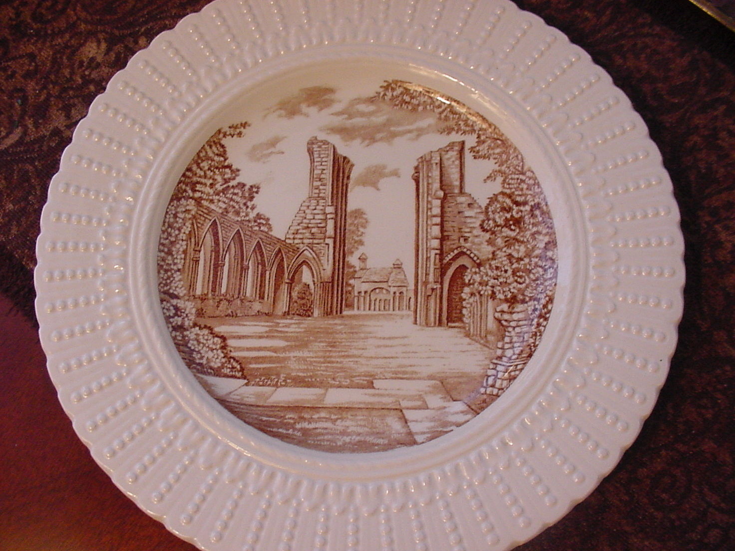 Primary image for Royal Cauldon England Glastonbury Abbey Dinner Plate, 9 3/4", Brown/Ivory