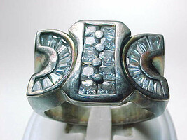 MEN&#39;S STERLING RING with sparkling Cubic Zirconia - Unusual Design - HUG... - $105.00