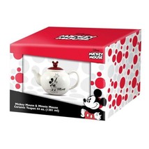 Walt Disney Classic Mickey and Minnie 44 oz Sculpted Ceramic Teapot UNUSED BOXED - $53.20