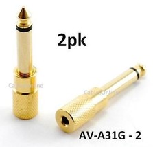 2Pk Gold 3.5Mm Mono Jack To 1/4&quot; Mono Plug Adapter - $21.99