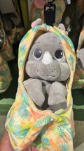 Disney Parks Animal Kingdom Baby Rhino in a Hoodie Pouch Blanket Plush Doll