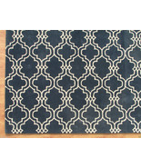 Moroccan Scroll Tile Carbon Blue 9&#39; x 12&#39; Handmade Persian Style Wool Ar... - $799.00