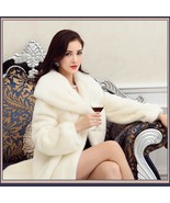 Thick Soft Warm White Snow Mink Wide Collar and Lapel Long Sleeved Faux ... - $279.95