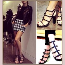 Strappy Patent Leather and Spike Rivets Gladiator 3" Platform High Heel Sandals