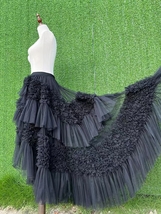 BLACK High Low Tulle Skirt Holiday Skirt Outfit Hi-lo Layered Tulle Skirt Plus image 1