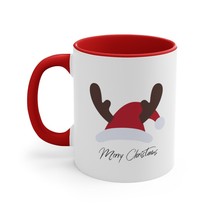 Merry Christmas Reindeer Antler Santa Hat Color Accent Coffee Mug Cute Secret - $19.30