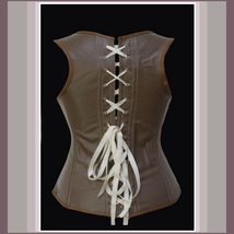 Renaissance Faux Leather Satin Buckle Clasp Under Bust Lace Up Steampunk Corset  image 4