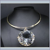 Gargantuous One Crystal Rhinestone Diamond Cut Glory Stone Choker Necklace 