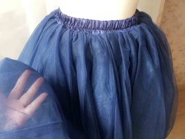 NAVY BLUE Tulle Skirt 4-Layered Puffy Navy Blue Party Skirt Plus Size image 4