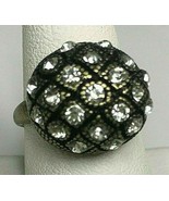 Lia Sophia Sz 9.5 CHOCO-CHIP Cut Crystal Antique Gold Women&#39;s Cocktail R... - $19.79