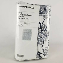 Ikea Junimagnoloa Duvet Cover w/  2 Pillowcases White/Dark Blue King 904.932.67 - $88.01