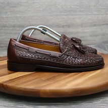 Johnston Murphy Shoes Mens 8.5 Brown Leather Basket Weave Tasseled Loafers - $55.42