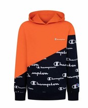 Champion Little Boys Crayon Orange, Navy Diagonal Color Solid Fleece Hoodie, 6 - $19.79