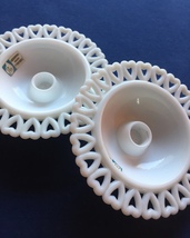 Pair of 50s Lindshammar white taper candle holders by Gunnar Ander image 5