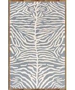 Blue Zebra 100% Wool, 2000-Now, 5&#39; x 8&#39; and Animal Print Handmade Area Rug - $299.00