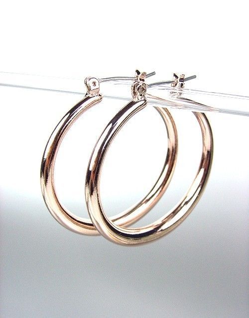 Primary image for NEW Rose Copper Metal 7/8" Diameter Round Hoop Earrings