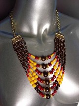 EXPRESSIVE Multicolor Faux Stone Wood Beads Layered Necklace Earrings Set - $15.04