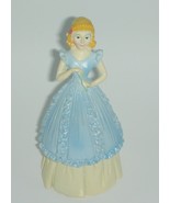 Trinket Box Victorian Lady Blue and Yellow - $5.00
