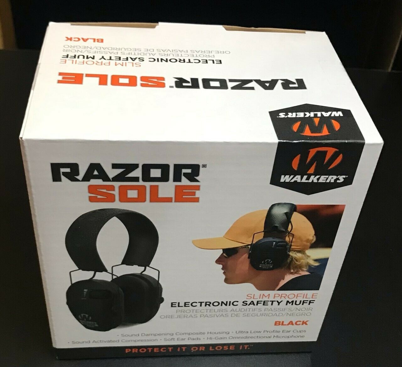 Walker's Razor Sole Slim Electronic Ear Muffs Black Range