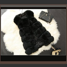 Many Colors Fashion Long Hair Raccoon Dog Fox Fur Long Sleeveless Faux Fur Vest image 2