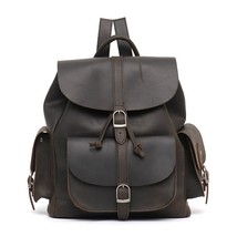 SC Retro Crazy Horse Leather Backpack Women Casual Functional Pockets Flap Shoul - $171.35