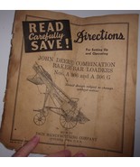 Vtg John Deere combination Rake Bar Loaders Nos. A306 &amp; A306 G Setup Dir... - $3.99