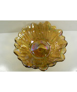 Indiana Carnival Golden Amber iridized Marigold Sunflower Glass Candy Di... - $59.00