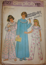 Simplicity Girls’ &amp; Chubbies’ NIghtgown Pajamas &amp; Robe Size Large #8127 - $5.99