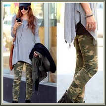 Casual Comfortable Wear Skin Tight Stretch Army Green Camo Print Pants Legging image 1