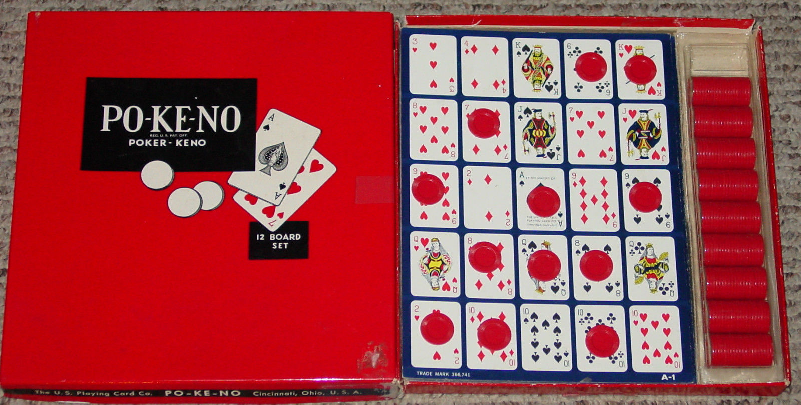 ORIGINAL POKENO GAME BY BICYCLE 12 UNIQUE BOARDS FOR UP TO 12 PLAYERS 