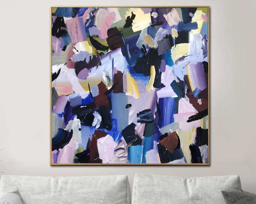 Large Purple Paintings On Canvas Original Blue Wall Art | TOUCHABLE